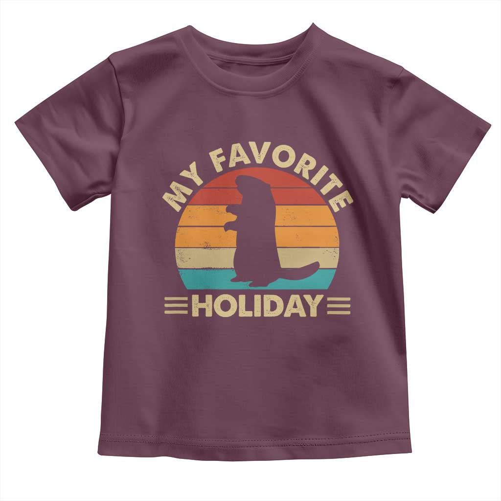 Groundhog Day Toddler T Shirt My Favorite Holiday Retro Woodchuck TS10 Maroon Print Your Wear