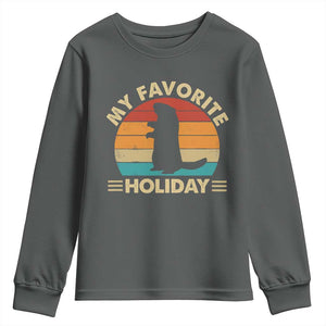 Groundhog Day Youth Sweatshirt My Favorite Holiday Retro Woodchuck TS10 Dark Heather Print Your Wear