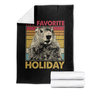 Groundhog Day Throw Blanket Retro My Favorite Holiday Retro Woodchuck TS10 Black Print Your Wear