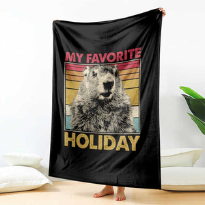 Groundhog Day Throw Blanket Retro My Favorite Holiday Retro Woodchuck TS10 Print Your Wear