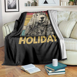 Groundhog Day Throw Blanket Retro My Favorite Holiday Retro Woodchuck TS10 Print Your Wear