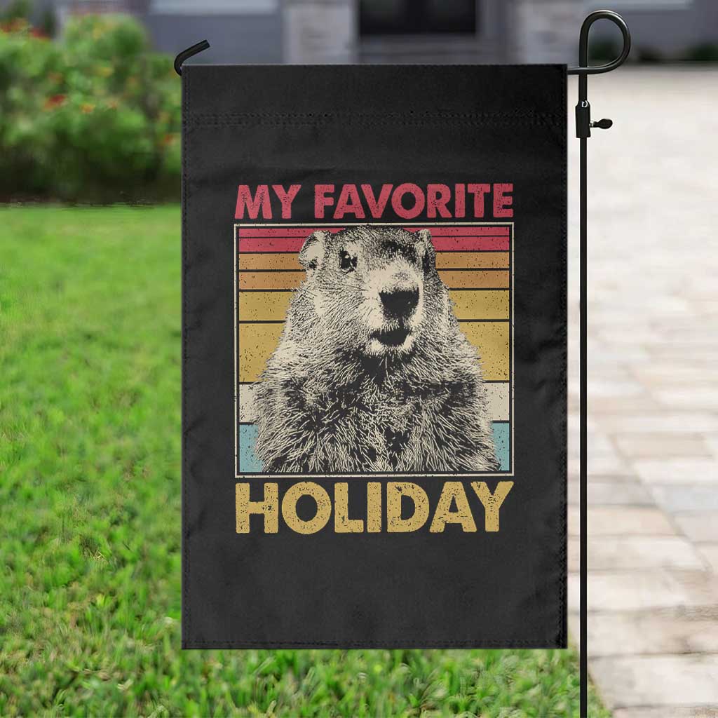Groundhog Day Garden Flag Retro My Favorite Holiday Retro Woodchuck TS10 Print Your Wear