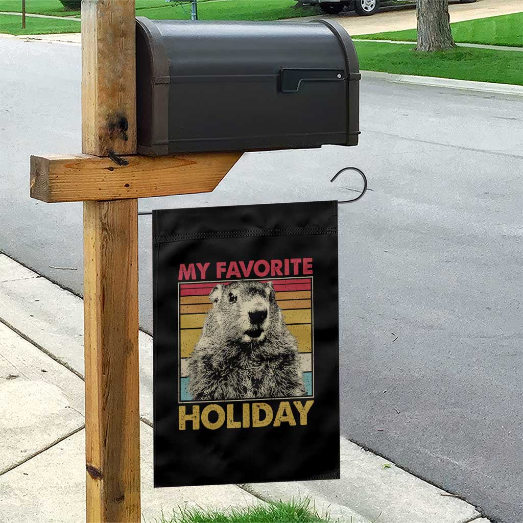 Groundhog Day Garden Flag Retro My Favorite Holiday Retro Woodchuck TS10 Print Your Wear