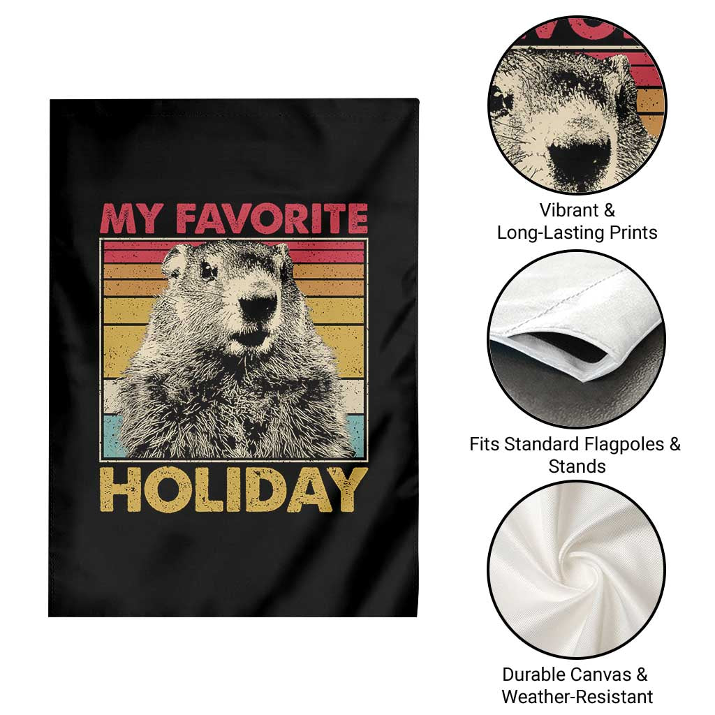 Groundhog Day Garden Flag Retro My Favorite Holiday Retro Woodchuck TS10 Print Your Wear