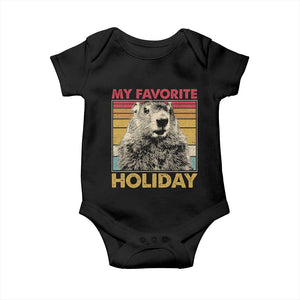 Groundhog Day Baby Onesie Retro My Favorite Holiday Retro Woodchuck TS10 Black Print Your Wear