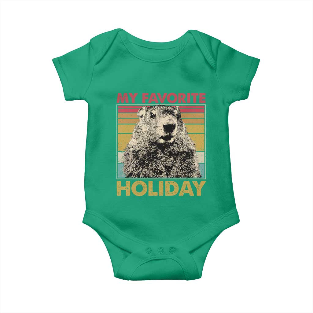Groundhog Day Baby Onesie Retro My Favorite Holiday Retro Woodchuck TS10 Irish Green Print Your Wear
