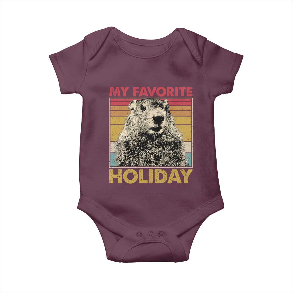 Groundhog Day Baby Onesie Retro My Favorite Holiday Retro Woodchuck TS10 Maroon Print Your Wear