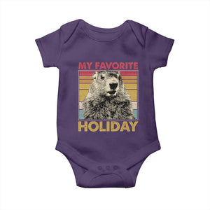Groundhog Day Baby Onesie Retro My Favorite Holiday Retro Woodchuck TS10 Purple Print Your Wear