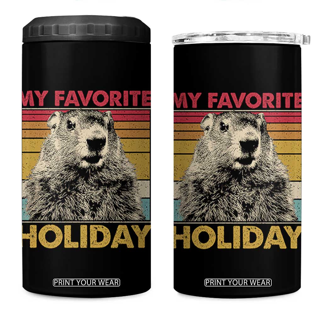 Groundhog Day 4 in 1 Can Cooler Tumbler Retro My Favorite Holiday Retro Woodchuck TS10 One Size: 16 oz Black Print Your Wear