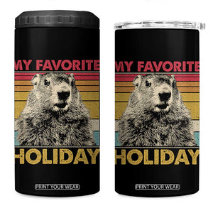 Groundhog Day 4 in 1 Can Cooler Tumbler Retro My Favorite Holiday Retro Woodchuck TS10 One Size: 16 oz Black Print Your Wear