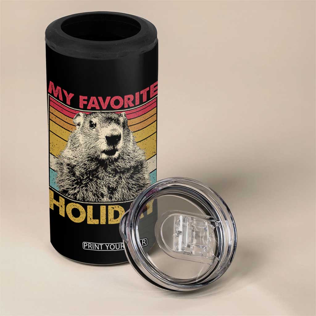 Groundhog Day 4 in 1 Can Cooler Tumbler Retro My Favorite Holiday Retro Woodchuck TS10 Print Your Wear