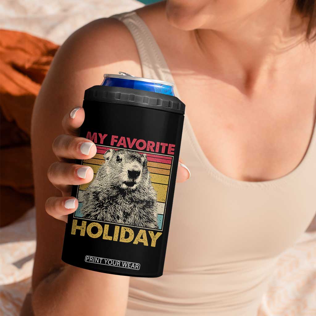Groundhog Day 4 in 1 Can Cooler Tumbler Retro My Favorite Holiday Retro Woodchuck TS10 Print Your Wear