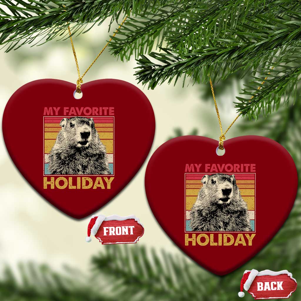 Groundhog Day Ceramic Ornament Retro My Favorite Holiday Retro Woodchuck TS10 Print Your Wear