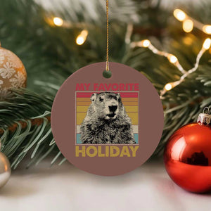 Groundhog Day Ceramic Ornament Retro My Favorite Holiday Retro Woodchuck TS10 1pc Mocha Print Your Wear