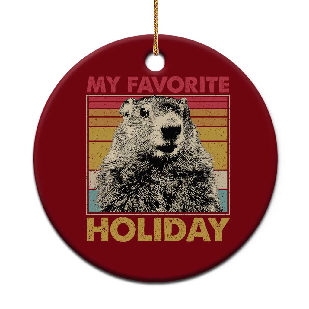 Groundhog Day Ceramic Ornament Retro My Favorite Holiday Retro Woodchuck TS10 1pc Red Print Your Wear