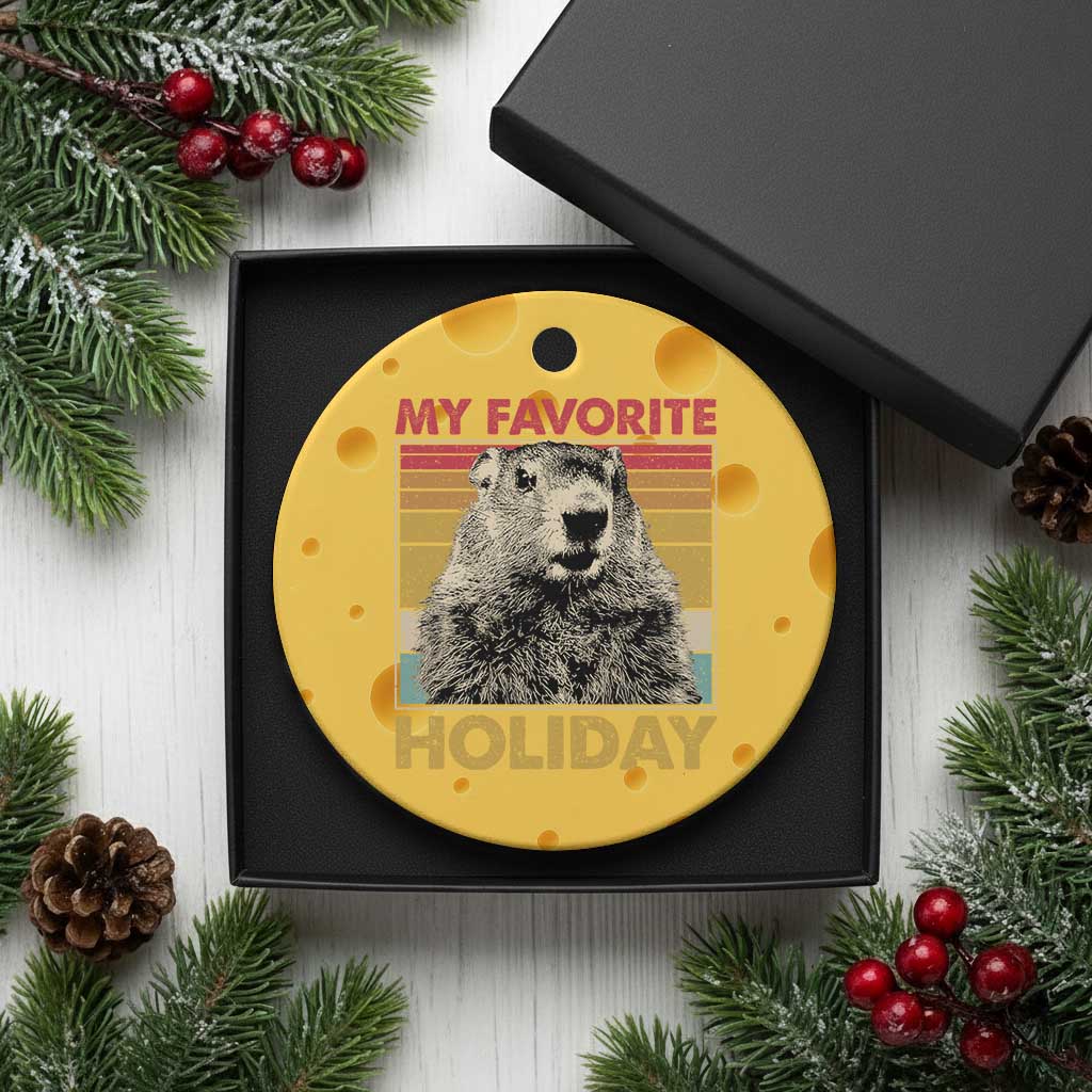 Groundhog Day Ceramic Ornament Retro My Favorite Holiday Retro Woodchuck TS10 1pc Yellow Cheese Print Your Wear