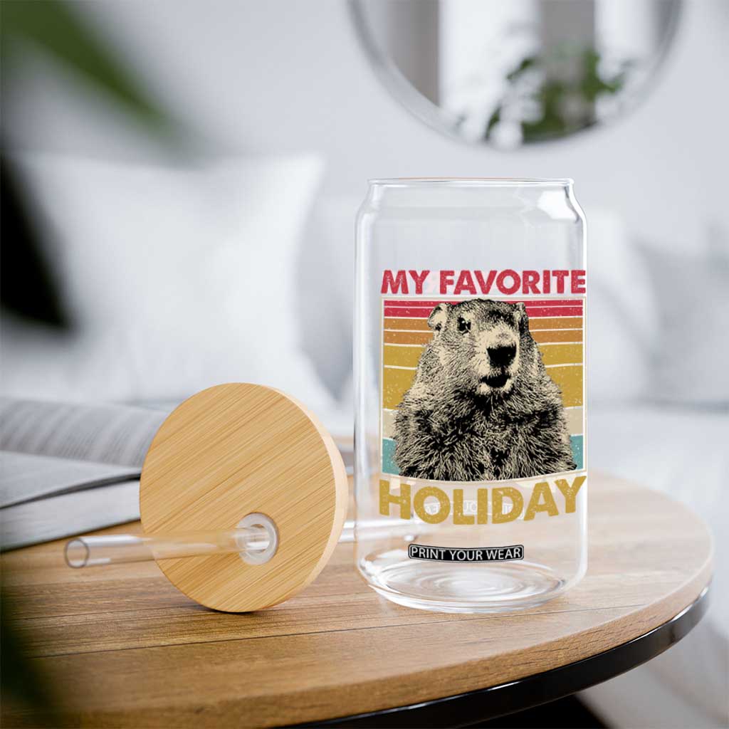 Groundhog Day Glass Can Retro My Favorite Holiday Retro Woodchuck TS10 Print Your Wear