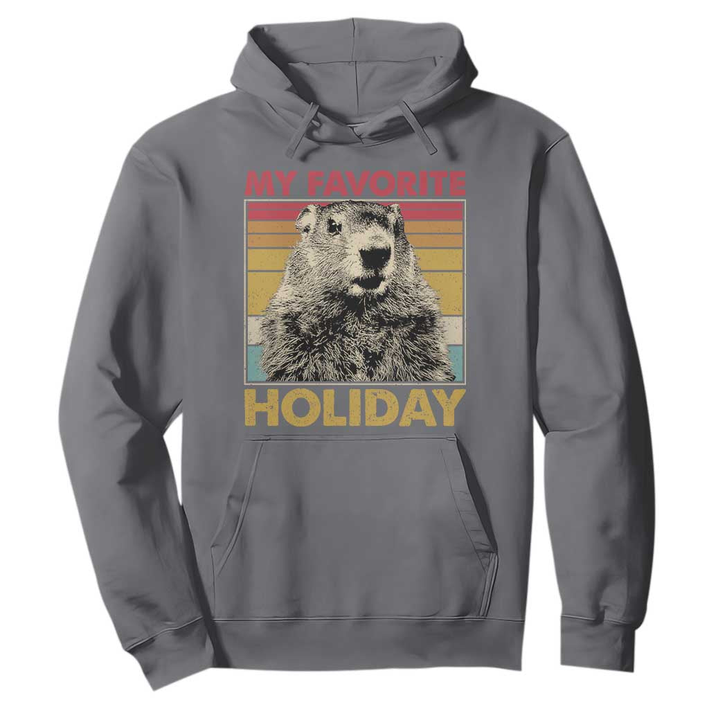 Groundhog Day Hoodie Retro My Favorite Holiday Retro Woodchuck TS10 Charcoal Print Your Wear
