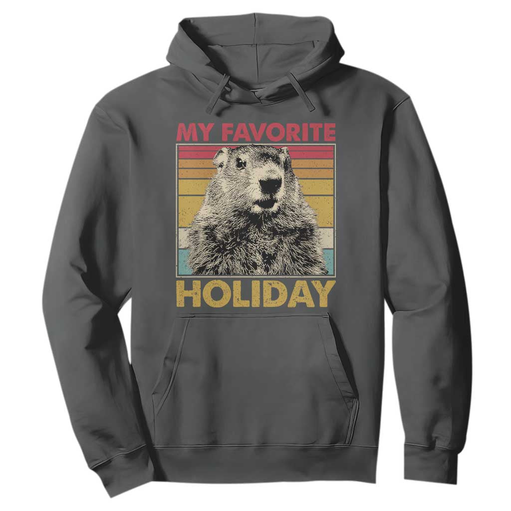 Groundhog Day Hoodie Retro My Favorite Holiday Retro Woodchuck TS10 Dark Heather Print Your Wear