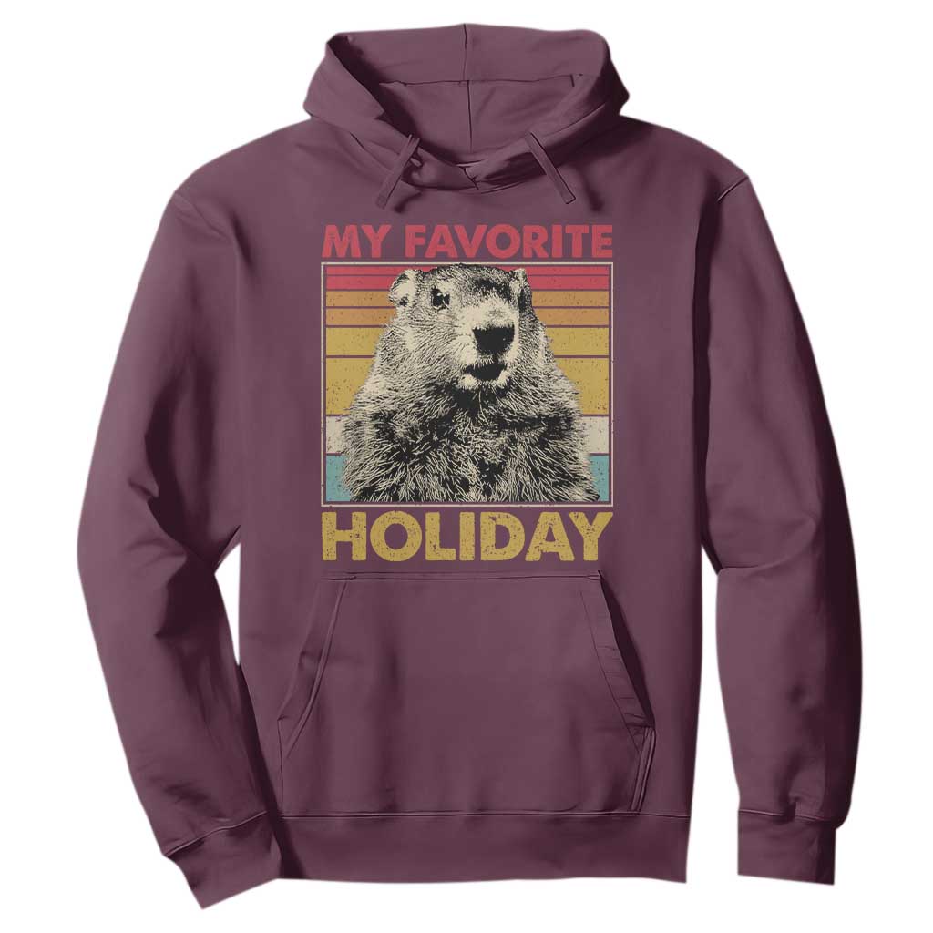 Groundhog Day Hoodie Retro My Favorite Holiday Retro Woodchuck TS10 Maroon Print Your Wear