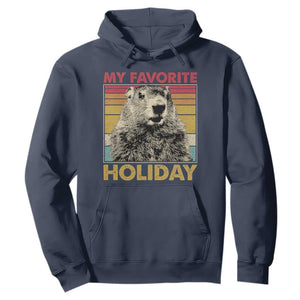 Groundhog Day Hoodie Retro My Favorite Holiday Retro Woodchuck TS10 Navy Print Your Wear