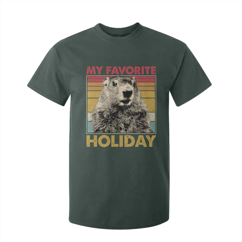 Groundhog Day T Shirt For Kid Retro My Favorite Holiday Retro Woodchuck TS10 Dark Forest Green Print Your Wear