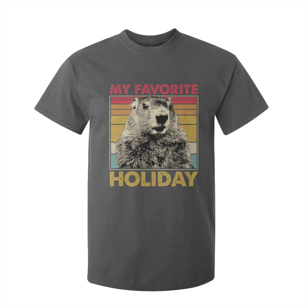 Groundhog Day T Shirt For Kid Retro My Favorite Holiday Retro Woodchuck TS10 Dark Heather Print Your Wear