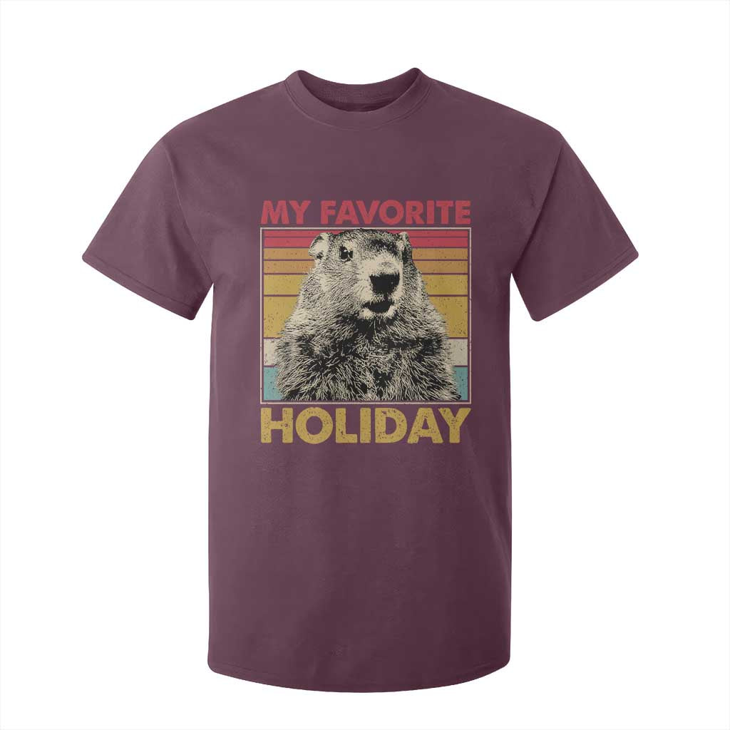Groundhog Day T Shirt For Kid Retro My Favorite Holiday Retro Woodchuck TS10 Maroon Print Your Wear