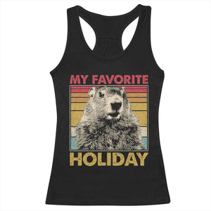 Groundhog Day Racerback Tank Top Retro My Favorite Holiday Retro Woodchuck TS10 Black Print Your Wear