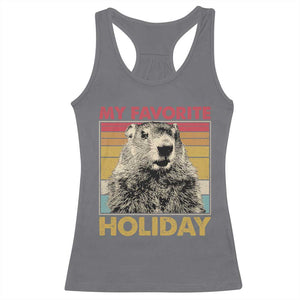 Groundhog Day Racerback Tank Top Retro My Favorite Holiday Retro Woodchuck TS10 Charcoal Print Your Wear