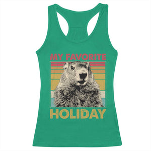 Groundhog Day Racerback Tank Top Retro My Favorite Holiday Retro Woodchuck TS10 Irish Green Print Your Wear