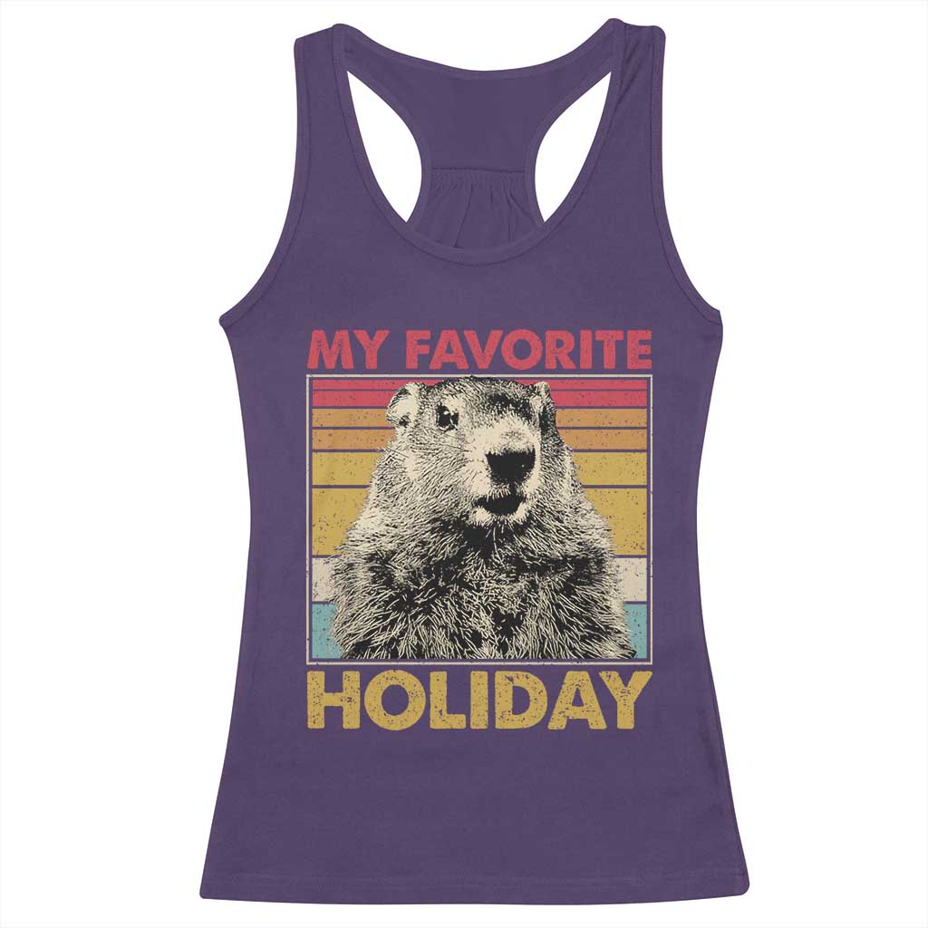 Groundhog Day Racerback Tank Top Retro My Favorite Holiday Retro Woodchuck TS10 Purple Print Your Wear