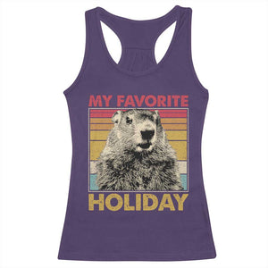 Groundhog Day Racerback Tank Top Retro My Favorite Holiday Retro Woodchuck TS10 Purple Print Your Wear