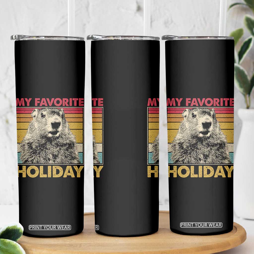 Groundhog Day Skinny Tumbler Retro My Favorite Holiday Retro Woodchuck TS10 Print Your Wear
