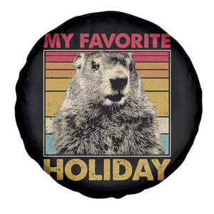 Groundhog Day Spare Tire Cover Retro My Favorite Holiday Retro Woodchuck TS10 Print Your Wear