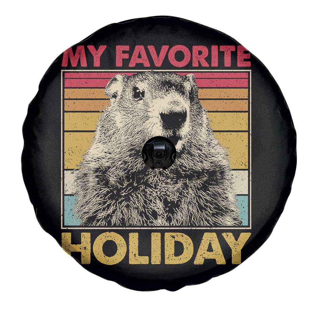 Groundhog Day Spare Tire Cover Retro My Favorite Holiday Retro Woodchuck TS10 Print Your Wear