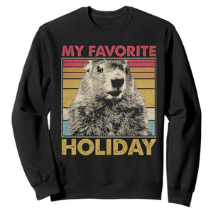 Groundhog Day Sweatshirt Retro My Favorite Holiday Retro Woodchuck TS10 Black Print Your Wear