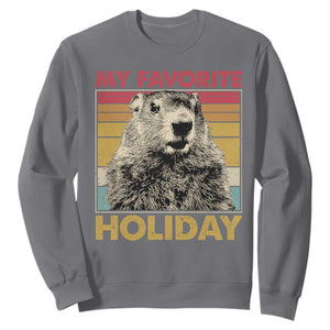 Groundhog Day Sweatshirt Retro My Favorite Holiday Retro Woodchuck TS10 Charcoal Print Your Wear