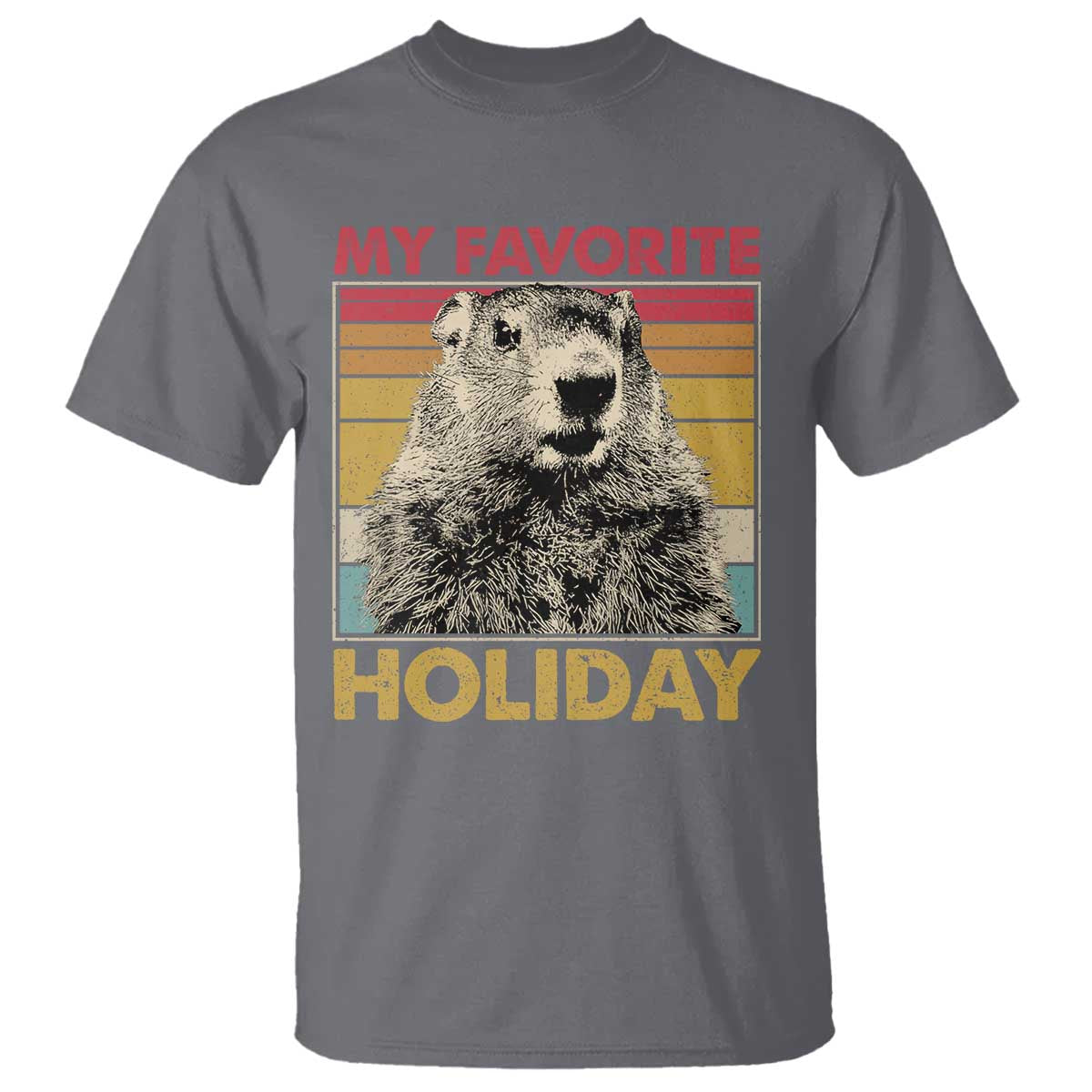 Groundhog Day T Shirt Retro My Favorite Holiday Retro Woodchuck TS10 Charcoal Print Your Wear