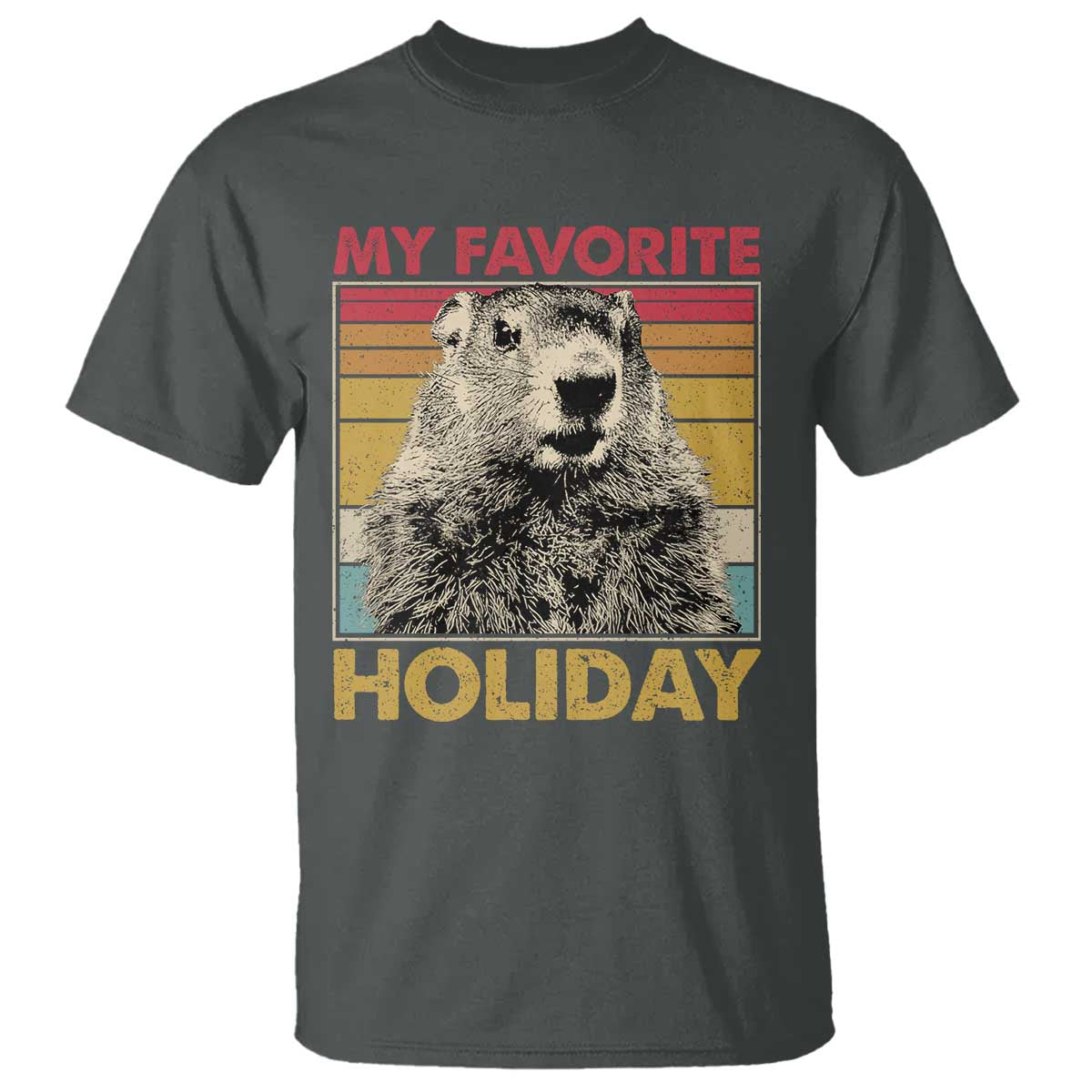Groundhog Day T Shirt Retro My Favorite Holiday Retro Woodchuck TS10 Dark Heather Print Your Wear