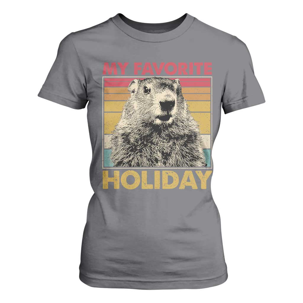 Groundhog Day T Shirt For Women Retro My Favorite Holiday Retro Woodchuck TS10 Charcoal Print Your Wear