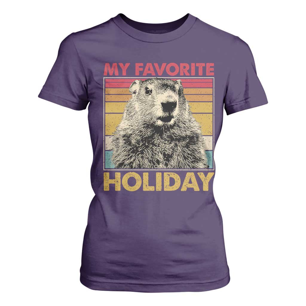 Groundhog Day T Shirt For Women Retro My Favorite Holiday Retro Woodchuck TS10 Purple Print Your Wear