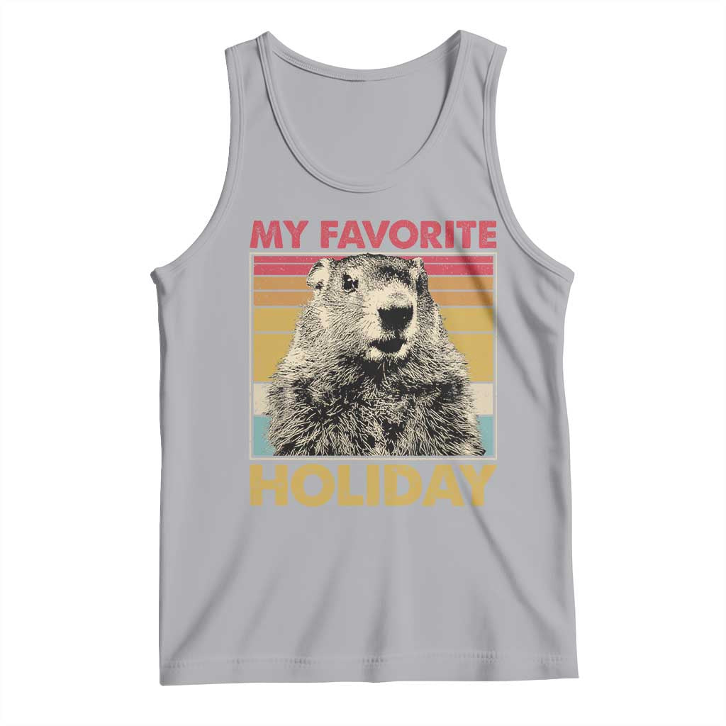 Groundhog Day Tank Top Retro My Favorite Holiday Retro Woodchuck TS10 Athletic Heather Print Your Wear