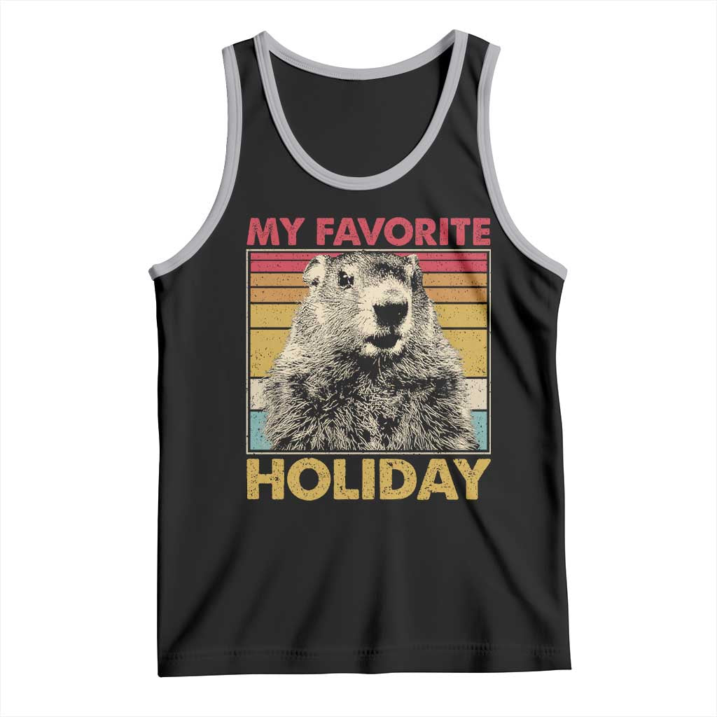 Groundhog Day Tank Top Retro My Favorite Holiday Retro Woodchuck TS10 Black Athletic Heather Print Your Wear