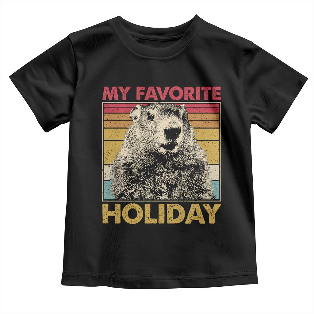 Groundhog Day Toddler T Shirt Retro My Favorite Holiday Retro Woodchuck TS10 Black Print Your Wear