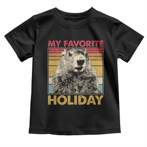Groundhog Day Toddler T Shirt Retro My Favorite Holiday Retro Woodchuck TS10 Black Print Your Wear