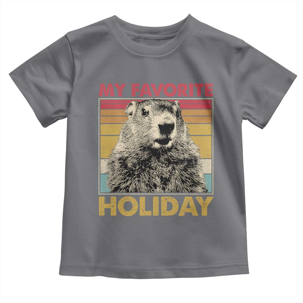 Groundhog Day Toddler T Shirt Retro My Favorite Holiday Retro Woodchuck TS10 Charcoal Print Your Wear