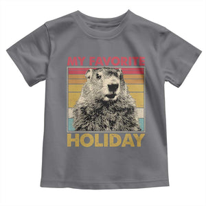 Groundhog Day Toddler T Shirt Retro My Favorite Holiday Retro Woodchuck TS10 Charcoal Print Your Wear