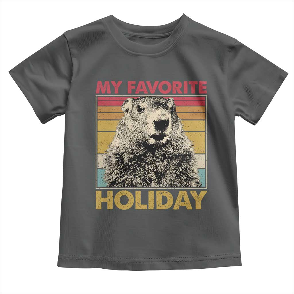 Groundhog Day Toddler T Shirt Retro My Favorite Holiday Retro Woodchuck TS10 Dark Heather Print Your Wear