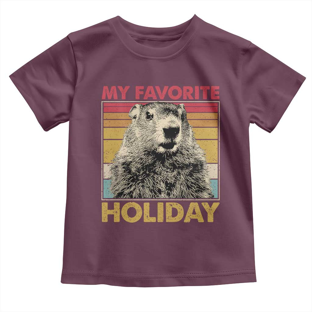 Groundhog Day Toddler T Shirt Retro My Favorite Holiday Retro Woodchuck TS10 Maroon Print Your Wear